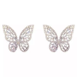 Swarovski Crystal Butterfly Earrings In Silver